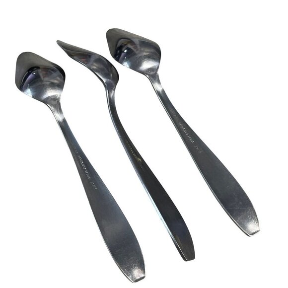 Set Of 3 Knoeler Stainless Steel Grapefruit Spoons Serrated Edges Vintage Silver - Picture 3 of 4